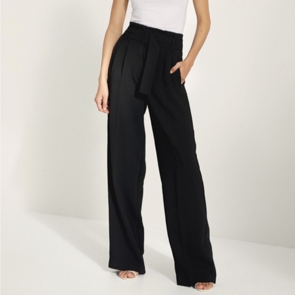 Wilfred Pants - Wilfred Black Wide-Leg Tie-Waist Trousers: Delacour pant size 2